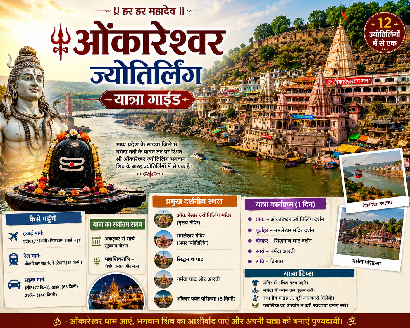 ओंकारेश्वर ज्योतिर्लिंग यात्रा गाइड