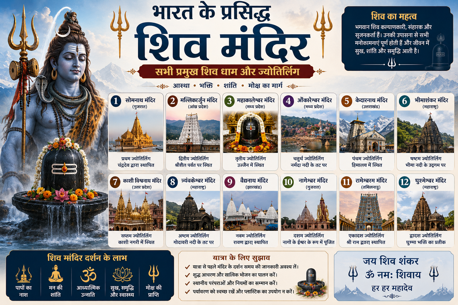 भारत के प्रसिद्ध शिव मंदिर: सभी प्रमुख शिव धाम और ज्योतिर्लिंग